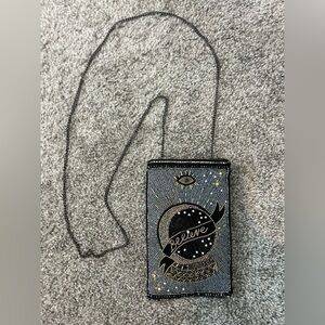 Mary Frances Beaded Crossbody Clutch Handbag Believe Looking Glass Moon Eye